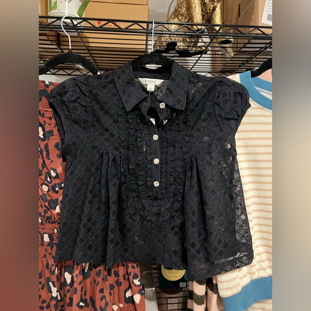 Anthropologie Maeve Puff-Sleeve Cropped Swing Top, XXS VARIOUS COLORS, NWT - Picture 9 of 10